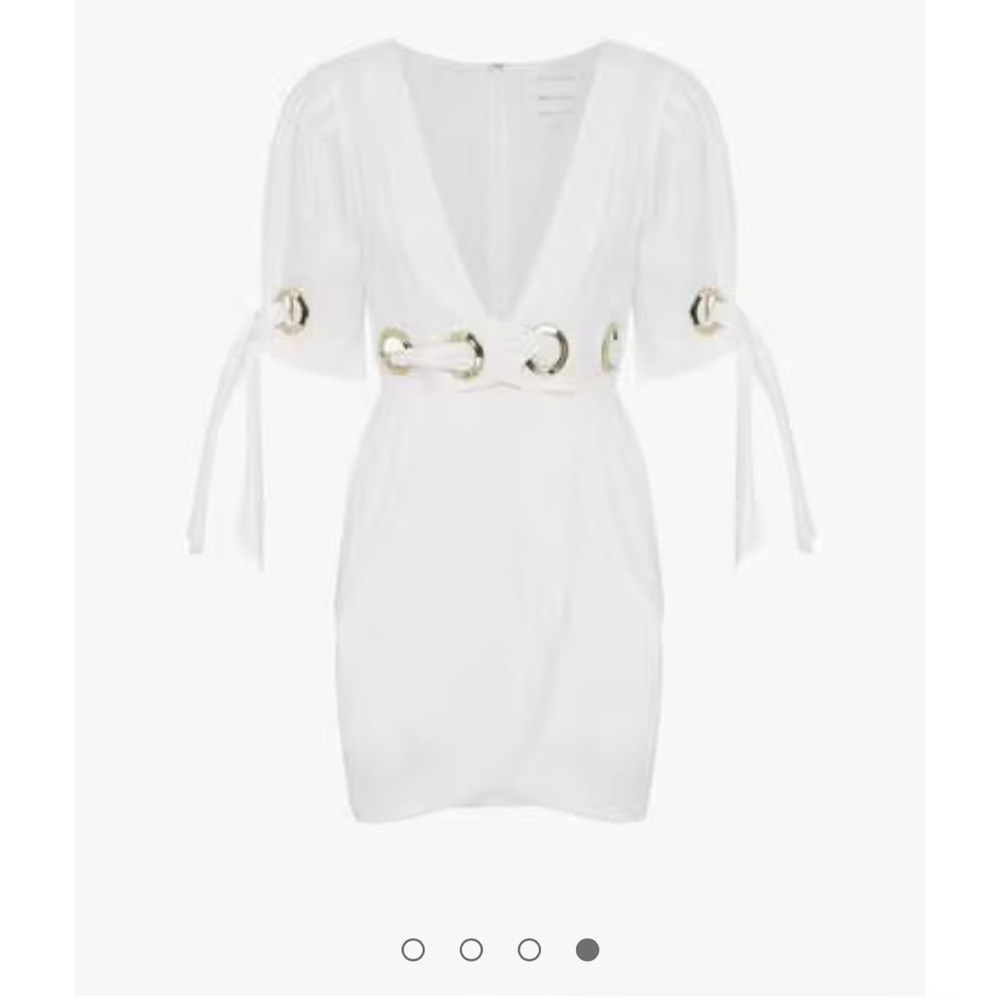 Alice McCall White Mini Dress with Gold Grommet Details
